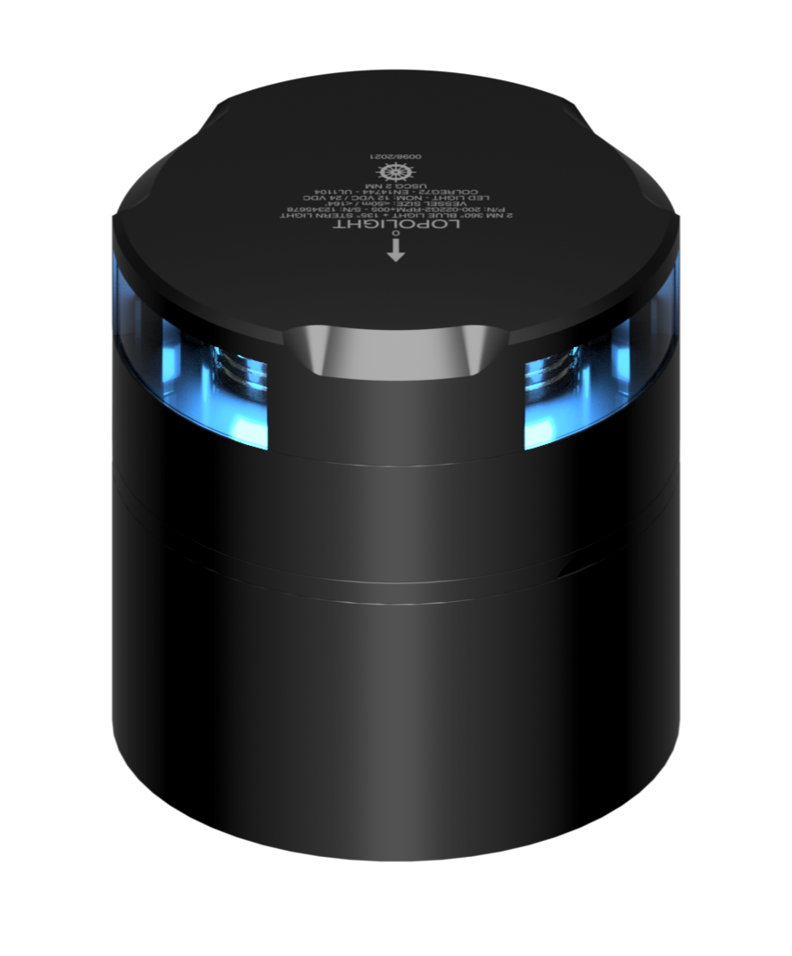 360° Blue Fuel. Light, dimm. + 135° stern non-dimm